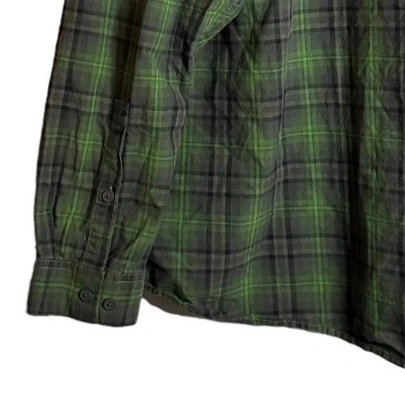Columbia Out and Back Long Sleeve Plaid Button Down Twill Shirt Brown Green XL - Picture 9 of 16